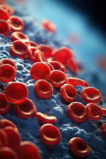 Imagen de glóbulos rojos sobre fondo azul imagen de eritrocitos Foto