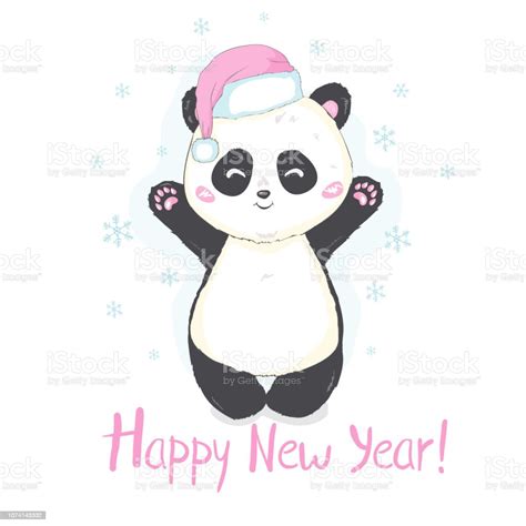 Cute Panda In Santas Hat In Red Bag With Ts Vector Image Isolated