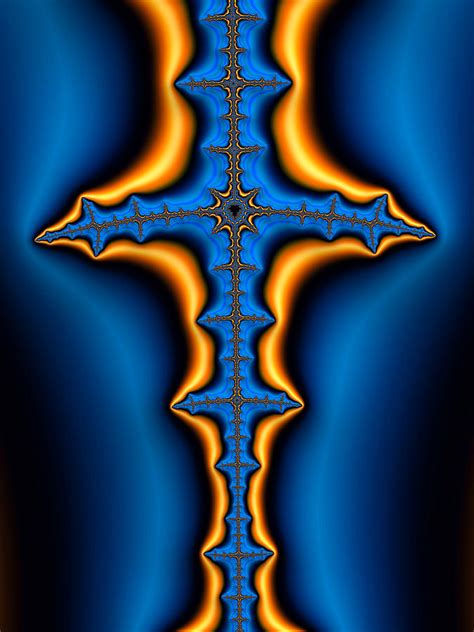 Fractal Cross Blue And Orange Digital Art By Matthias Hauser Fine Art