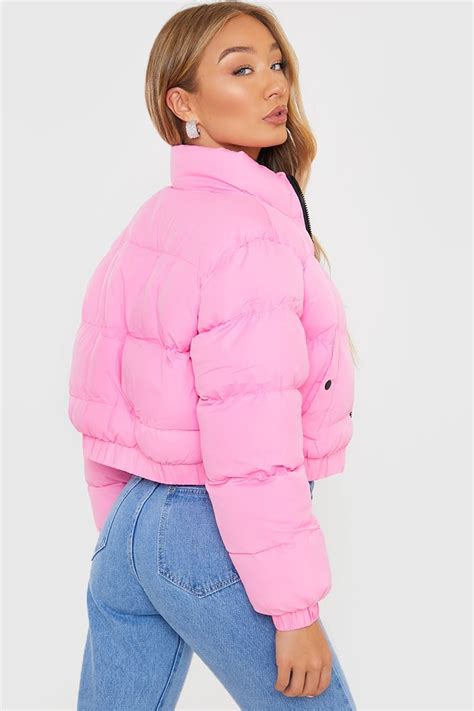 pink cropped puffer jacket girls puffer jacket cropped puffer jacket pink puffer coat