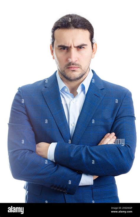 Portrait Of Business Man Looking Strained Isolated On White Background