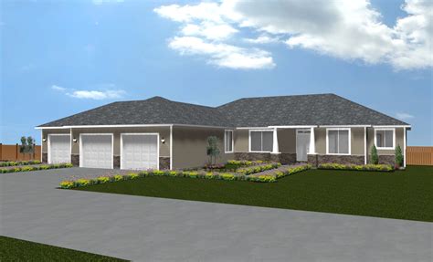 A cape cod inspired ranch house has a second floor that is smaller than the main floor. The Jasmine 3038 sqft 3 car garage! | True Built Home