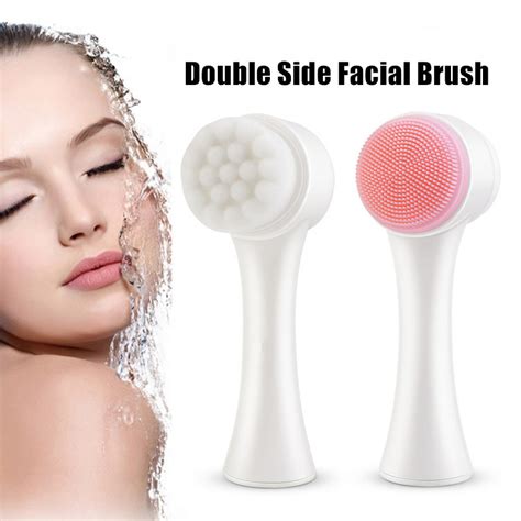 double side silicone facial cleanser brush face cleaning vibration facial massage 3d face