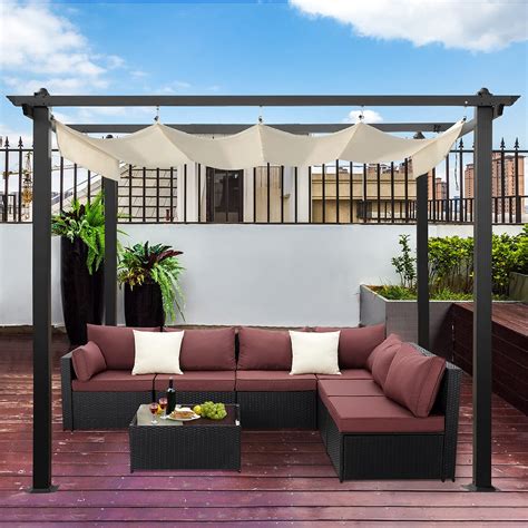 Buy AVAWING 10x10 Outdoor Pergola Retractable Pergola Canopy Garden