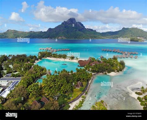 Aerial Panoramic Landscape View Of The Island Of Bora Bora In French
