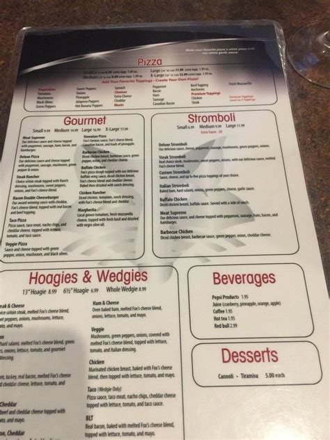 Menu At Foxs Pizza Den Pizzeria Millville