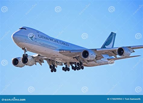 Cathay Pacific Cargo Boeing 747 8f On Final Approach Editorial Stock
