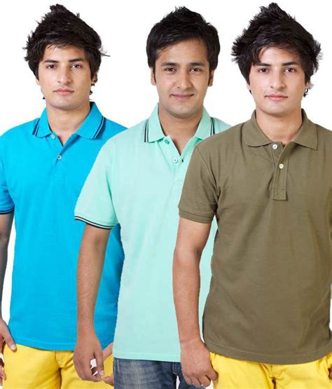 Monarch Combo Of Turquoise Green Olive Cotton Polo T Shirts Buy