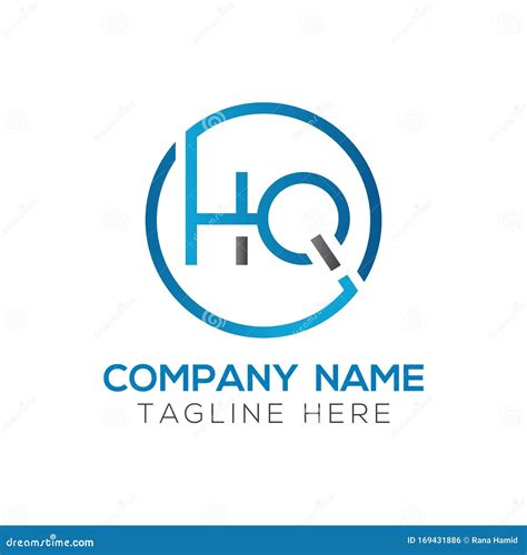 Letter Hq Logo Design Linked Vector Template With Blue And Black Stock