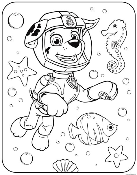 1600x2020 coloring book pages paw patrol best of paw patrol. PAW Patrol Marshall Underwater Coloring Pages Printable