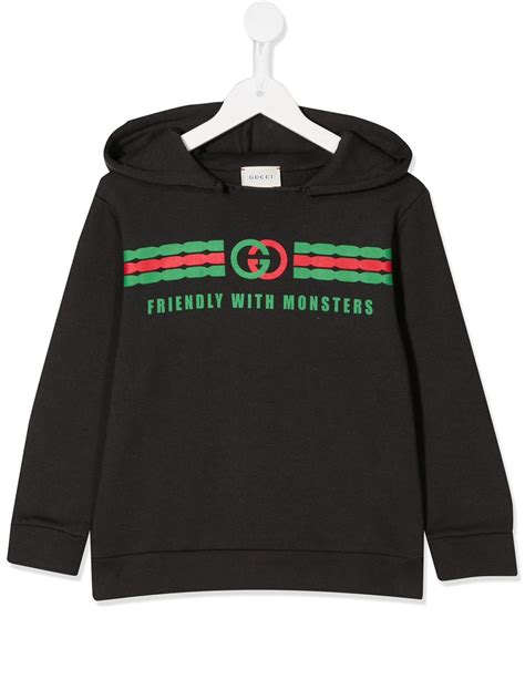 Gucci Kids Hoodie For Boys In Grey Modesens