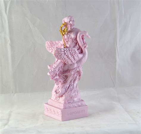 Venus Greek Goddess Aphrodite Swan Statue Pink Golden Flower Etsy