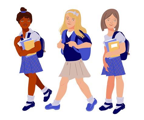 diverse school girls or pupils caucasian and black skinned or afroamerican going to school