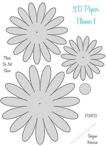 3d Paper Flower Templates Cu4cu Cup8497522049 Craftsuprint