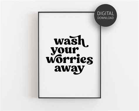 Bathroom Wall Art Wash Your Worries Away Retro Poster Etsy