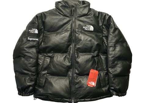 Supreme The North Face Leather Nuptse Jacket Black Mens Fw17 Us