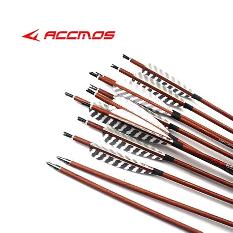612pc 32 Inch Wood Skin Carbon Arrows Spine 400 450 500 550 600 700