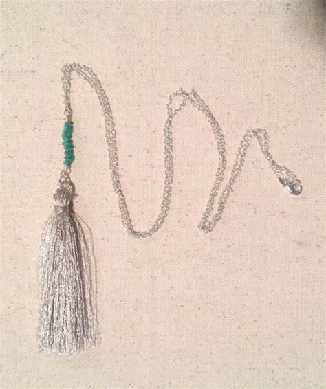 Items Similar To Turquoise And Silver Silk Tassel Necklace Bohemian Everyday Gemstone Delicate