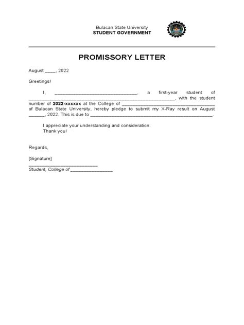 Medical Promissory Letter Pdf
