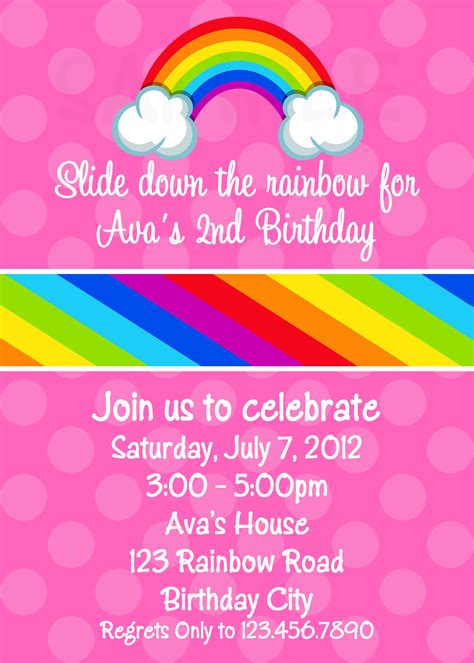 5 Best Images Of Free Printable Rainbow Invitations Birthday Party