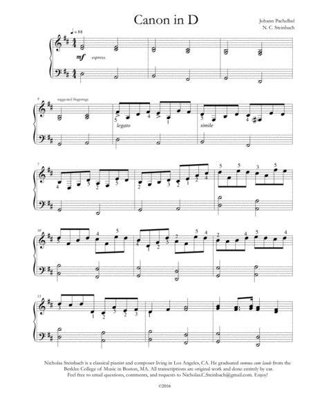 Piano solo in a collection: Canon In D By Johann Pachelbel (1653-1706) - Digital Sheet ...