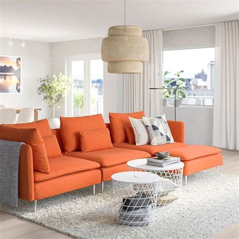 sÖderhamn sectional 4 seat with chaise samsta orange ikea living room orange couches