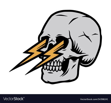 Skull With Lightnings From Eyes Concept Royalty Free Vector