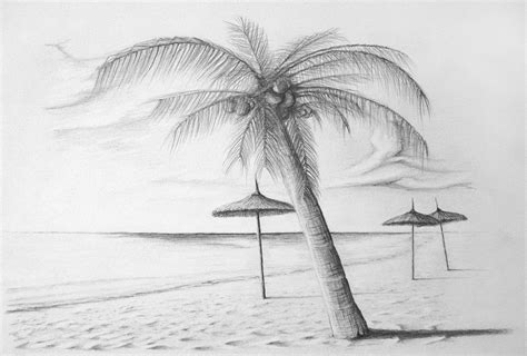 beach drawing Google keresés Sketsa Pantai Pemandangan