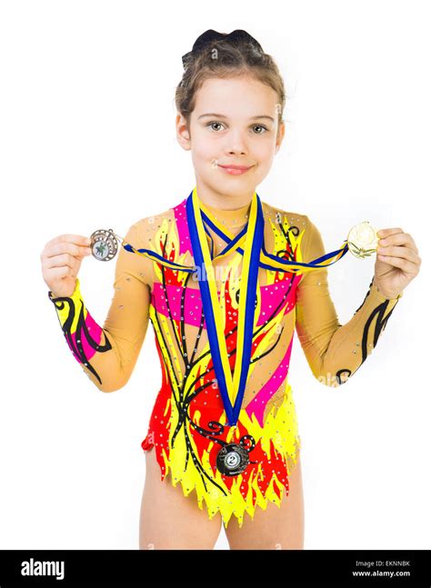 Little Girl Gymnast Stock Photo Alamy