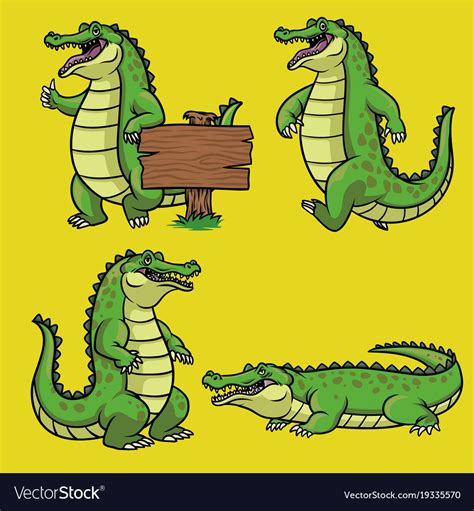 Cartoon Crocodile Character In Set Royalty Free Vector Image