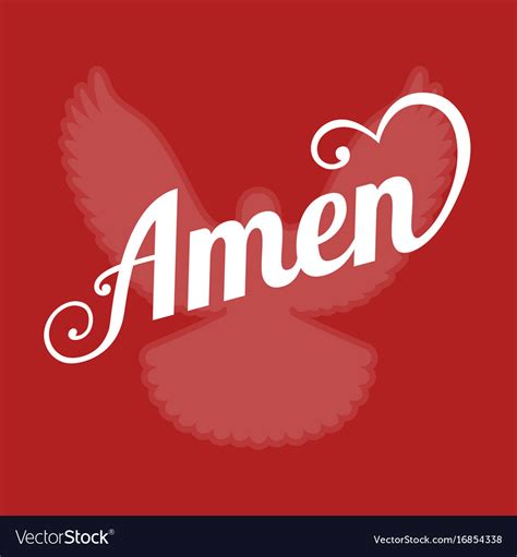 Typography Letter Amen And Pigeon Sign Royalty Free Vector