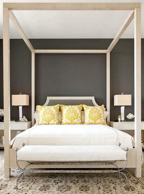 The use of a yellow wreath on the bedroom. Best 12 Grey and Yellow Bedroom Design Ideas For Cozy and ...