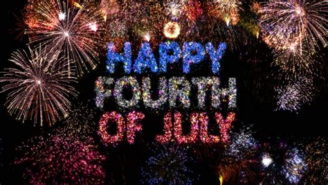 Beautiful Fireworks Forming The Words Happy 4th Of July Colorful