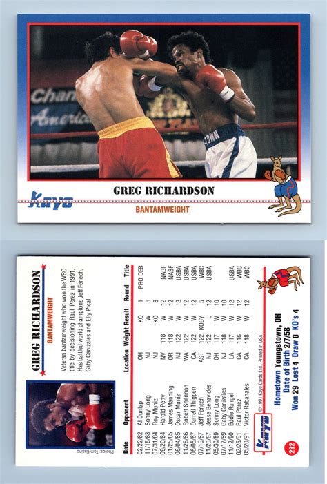 Greg Richardson 232 Kayo Boxing 1991 Trading Card