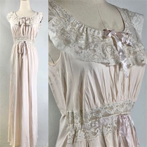 vintage nightgown negligee 1930s palest pink night gown 30s etsy 1940s vintage dresses