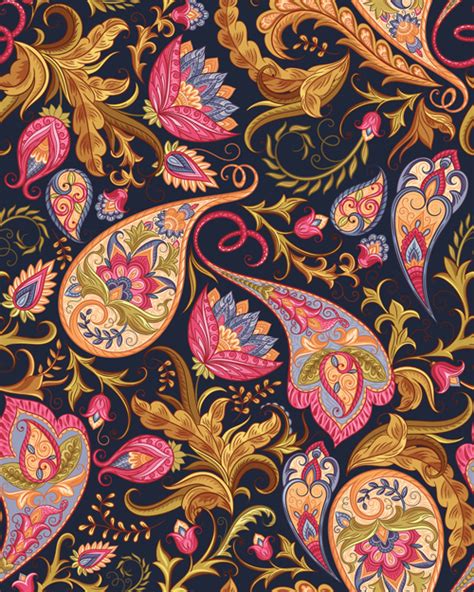 Indian Paisley Seamless Pattern Vector Material 04 Free Download