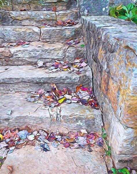 Colorful Fall Leaves Autumn Stone Steps Old Mentone Inn Alabama