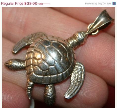 Vintage Sterling Silver Articulated Turtle Pendant Etsy Vintage