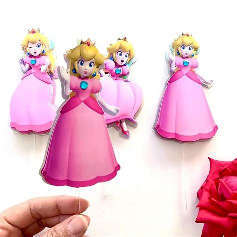 Princess Peach Birthday Cake Topper Custom Mario Bros Party Decor