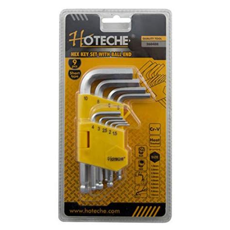 Hoteche 9 Pcs Short Hex Key Wrench Set With Ball End 260408 Online