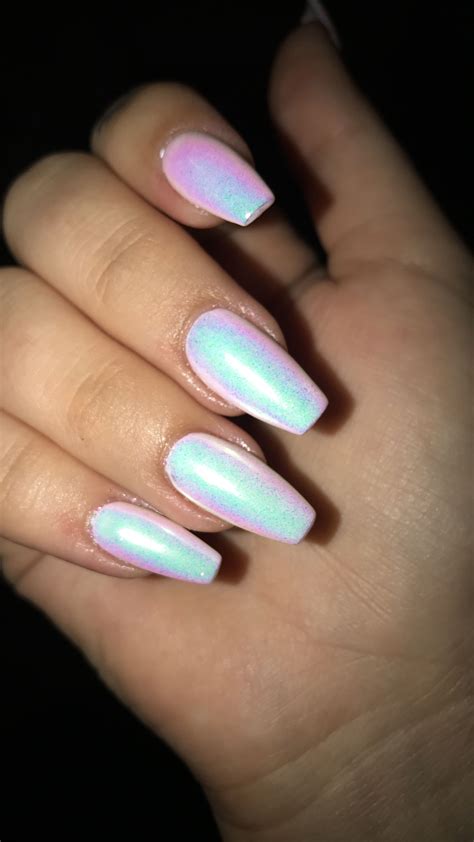 Iridescent Nails White Shellac With Holographic Glitter Holographic