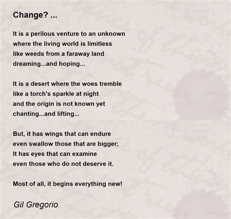 Change Poem By Gil Gregorio Poem Hunter