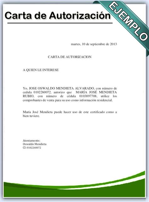 Carta De Autorizacion Ejemplos Y Formatos Word Pdf Images