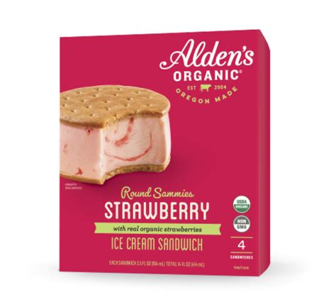 Aldens Organic Strawberry Ice Cream Sandwiches 4 Ct Fred Meyer