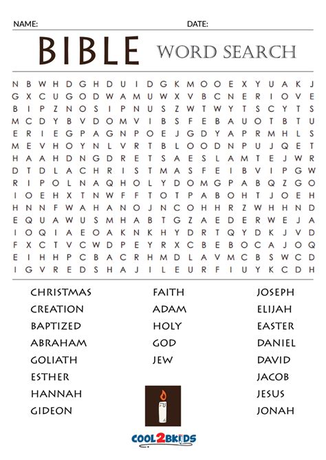 Printable Bible Word Search Cool2bkids