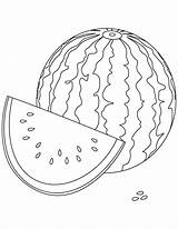Watermelon Coloring Fruit Sheet Cute sketch template
