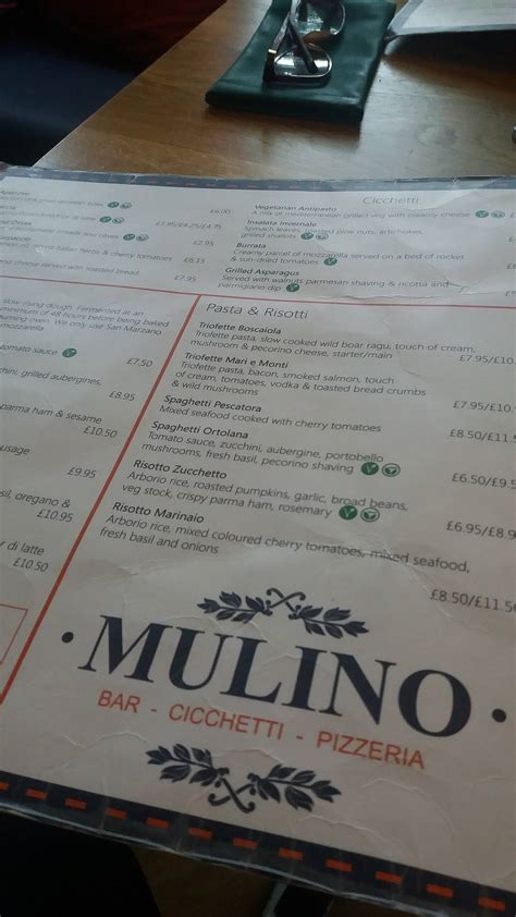 Menu At Mulino Restaurant Manchester