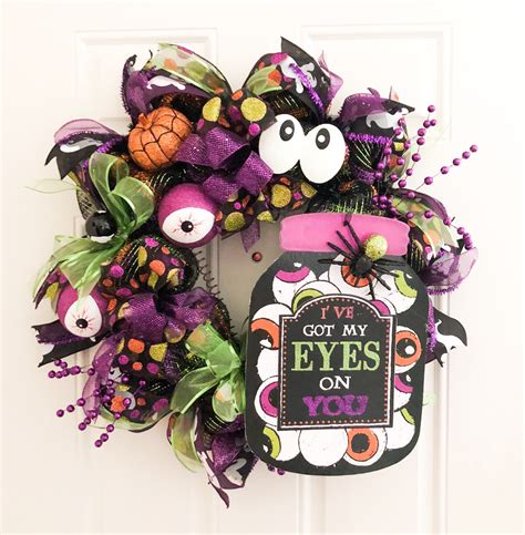 Reserved For Lh Halloween Wreath With Fun Googly Eyes Etsy