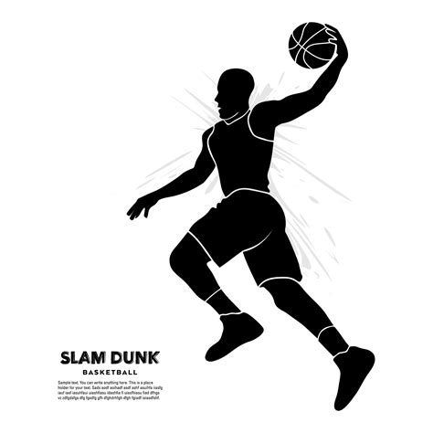 Professional Male Basketball Player Jumps For A Slam Dunk Vector