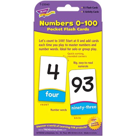 Trend Numbers 0 100 Flash Cards Themesubject Learning Skill
